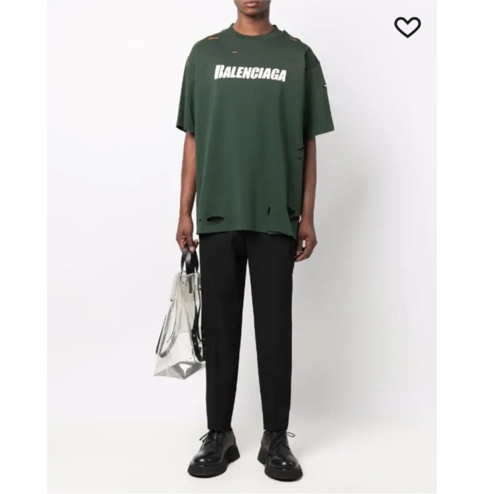 BALENCIAGA Distressed logo t-shirt UNIFIT - size Small